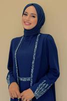 Vêtements hijab BLEU MARINE COSTUME ROBE AVEC GILET T 8383