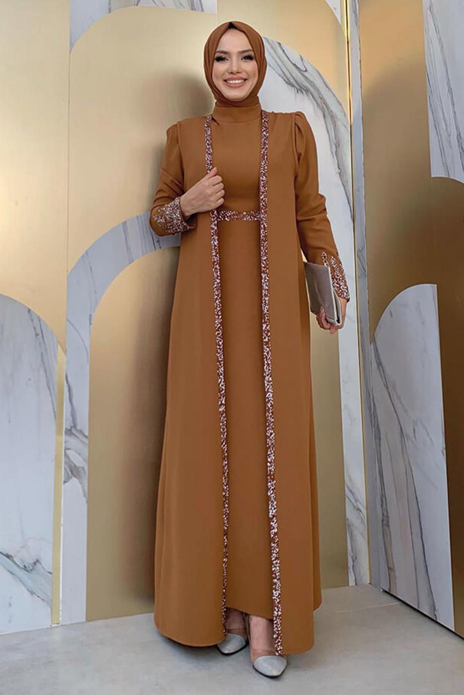 Vêtements hijab TABA COSTUME ROBE AVEC GILET T 8383