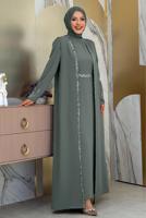 Vêtements hijab VERT COSTUME ROBE AVEC GILET T 8383