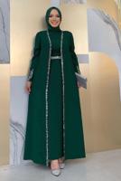 Vêtements hijab VERT COSTUME ROBE AVEC GILET T 8383