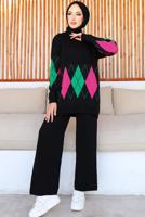 Tesettür giyim SİYAH PANTOLONLU TRİKO TAKIM T 00032