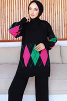 Tesettür giyim SİYAH PANTOLONLU TRİKO TAKIM T 00032