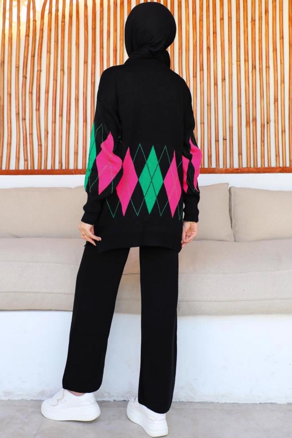 Tesettür giyim SİYAH PANTOLONLU TRİKO TAKIM T 00032