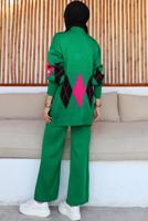 Tesettür giyim YEŞİL PANTOLONLU TRİKO TAKIM T 00032