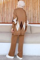 Tesettür giyim KAHVE PANTOLONLU TRİKO TAKIM T 00032