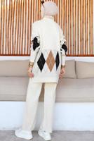 Tesettür giyim BEJ PANTOLONLU TRİKO TAKIM T 00032