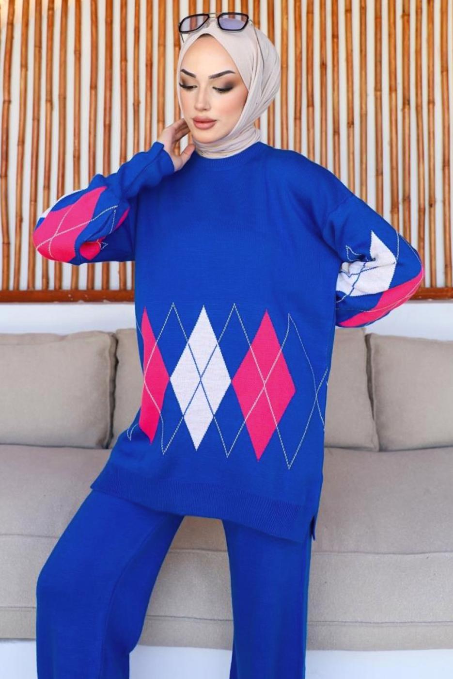 Vêtements hijab BLEU MARINE COSTUME PANTALON EN TRICOT T 00032