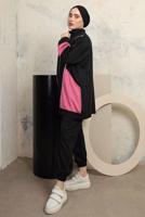 Tesettür giyim SİYAH RENK BLOKLU PANTOLONLU TAKIM T 0043