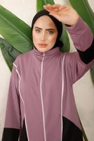 Tesettür giyim MOR RENK BLOKLU PANTOLONLU TAKIM T 0043