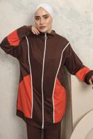 Tesettür giyim KAHVE RENK BLOKLU PANTOLONLU TAKIM T 0043