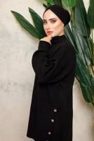 Tesettür giyim SİYAH BOĞAZLI YAKA İKİLİ PANTOLONLU TRİKO TAKIM T 0108