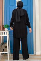 Tesettür giyim SİYAH TRİKO PANTOLONLU TAKIM T 01332