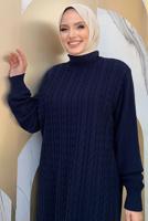 Tesettür giyim LACİVERT TRİKO PANTOLONLU TAKIM T 01332
