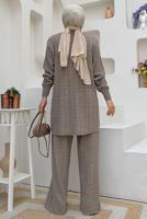 Tesettür giyim VİZON TRİKO PANTOLONLU TAKIM T 01332