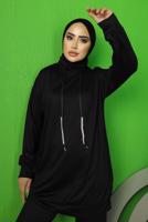 Tesettür giyim SİYAH BAĞCIK DETAYLI PANTOLONLU EŞOFMAN TAKIM T 0143