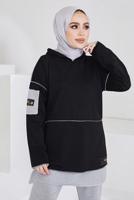Tesettür giyim SİYAH KAPÜŞONLU PANTOLONLU TAKIM T 203