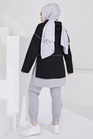 Tesettür giyim SİYAH KAPÜŞONLU PANTOLONLU TAKIM T 203