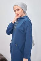 Tesettür giyim LACİVERT KAPÜŞONLU PANTOLONLU TAKIM T 0253