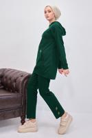Tesettür giyim YEŞİL KAPÜŞONLU PANTOLONLU TAKIM T 0253