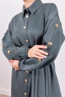 Tesettür giyim GRİ KUŞAKLI SCUBA PANTOLONLU TAKIM T 0453