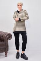 Tesettür giyim SİYAH ÇİZGİLİ PANTOLONLU TAKIM T 0643