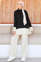 Tesettür giyim SİYAH PANTOLONLU TRİKO TAKIM T 10032