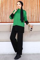 Tesettür giyim YEŞİL PANTOLONLU TRİKO TAKIM T 10032