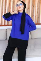 Tesettür giyim LACİVERT PANTOLONLU TRİKO TAKIM T 10032