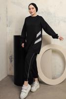 Tesettür giyim SİYAH ŞERİT DETAYLI PANTOLONLU EŞOFMAN TAKIM T 1043