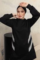Tesettür giyim SİYAH ŞERİT DETAYLI PANTOLONLU EŞOFMAN TAKIM T 1043