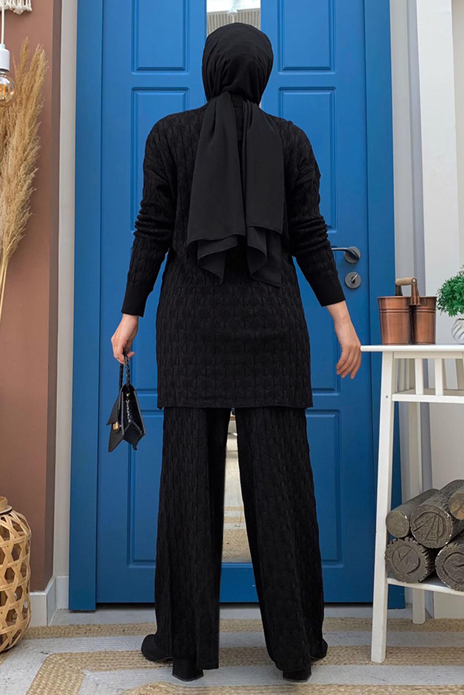 Vêtements hijab NOIR COSTUME PANTALON EN TRICOT T 11332