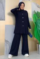 Tesettür giyim LACİVERT PANTOLONLU TRİKO TAKIM T 11332