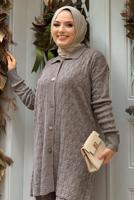 Tesettür giyim VİZON PANTOLONLU TRİKO TAKIM T 11332