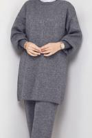 Tesettür giyim GRİ PANTOLONLU TRİKO TAKIM T 14421