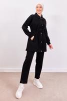 Tesettür giyim SİYAH PANTOLONLU SCUBA TAKIM T 1453