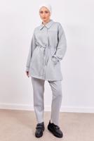 Tesettür giyim GRİ PANTOLONLU SCUBA TAKIM T 1453