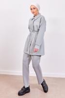 Tesettür giyim GRİ PANTOLONLU SCUBA TAKIM T 1453