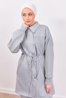 Tesettür giyim GRİ PANTOLONLU SCUBA TAKIM T 1453