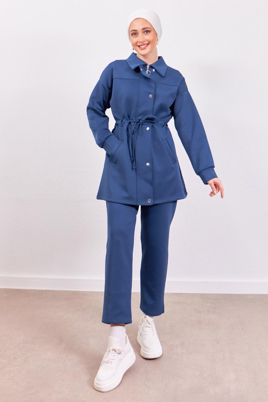 Tesettür giyim LACİVERT PANTOLONLU SCUBA TAKIM T 1453