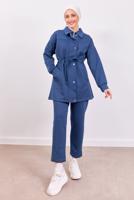 Tesettür giyim LACİVERT PANTOLONLU SCUBA TAKIM T 1453
