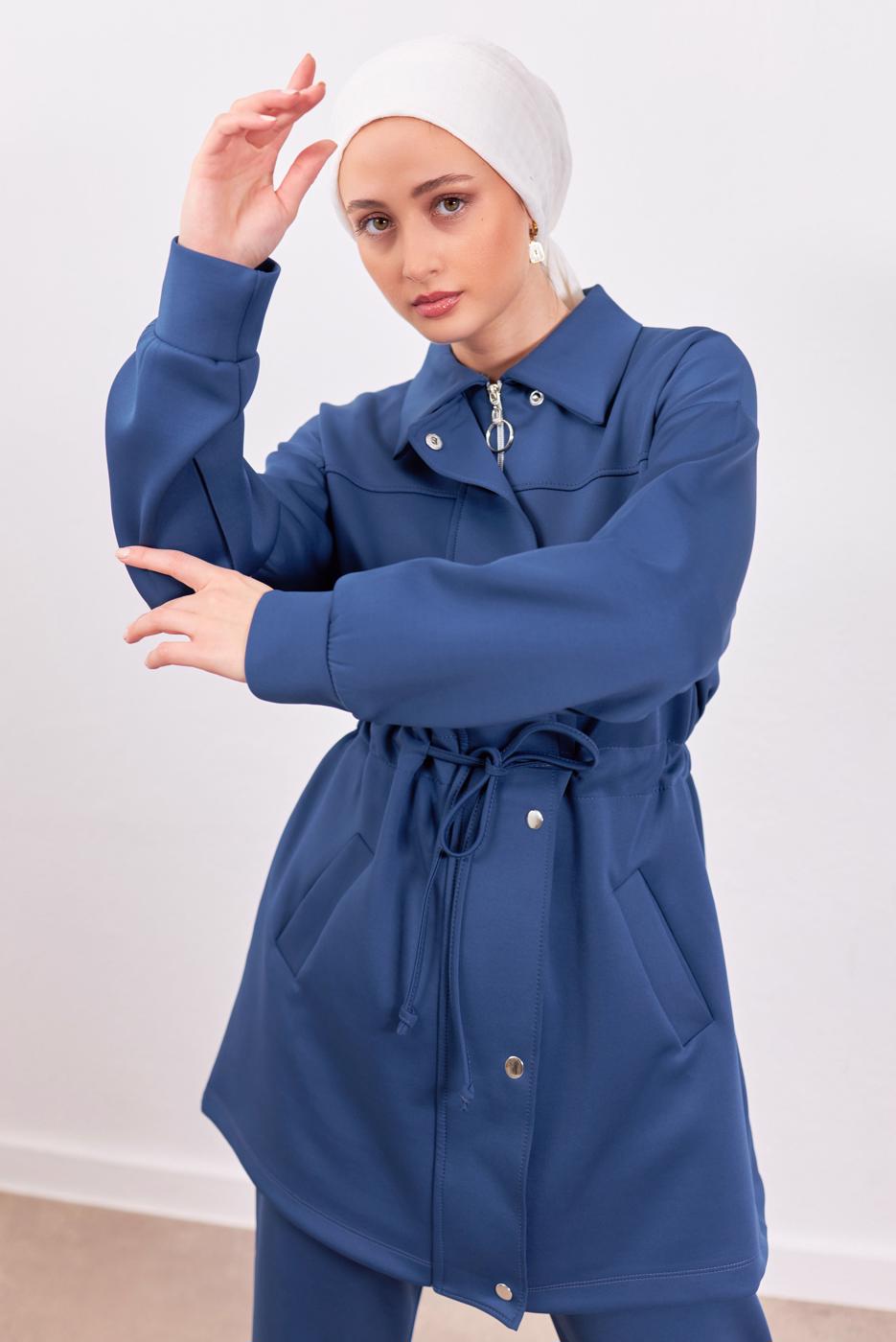 Tesettür giyim LACİVERT PANTOLONLU SCUBA TAKIM T 1453