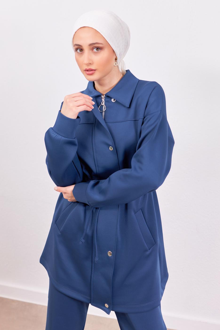 Tesettür giyim LACİVERT PANTOLONLU SCUBA TAKIM T 1453