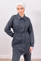 Tesettür giyim GRİ PANTOLONLU SCUBA TAKIM T 1453