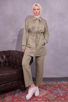 Tesettür giyim YEŞİL PANTOLONLU SCUBA TAKIM T 1453