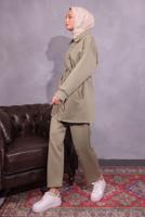 Tesettür giyim YEŞİL PANTOLONLU SCUBA TAKIM T 1453