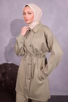 Tesettür giyim YEŞİL PANTOLONLU SCUBA TAKIM T 1453