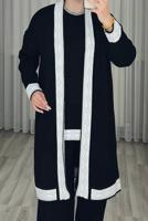 Tesettür giyim SİYAH ÜÇLÜ PANTOLONLU TRİKO TAKIM T 1588