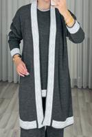 Tesettür giyim GRİ ÜÇLÜ PANTOLONLU TRİKO TAKIM T 1588