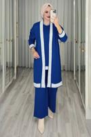 Tesettür giyim LACİVERT ÜÇLÜ PANTOLONLU TRİKO TAKIM T 1588