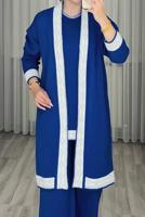 Tesettür giyim LACİVERT ÜÇLÜ PANTOLONLU TRİKO TAKIM T 1588